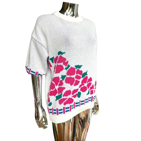 Vintage 1970s White Floral Sweater - Picture 1 of 6